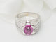 Bague Bague jonc en or blanc, saphir rose et diamants 58 Facettes 33291