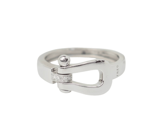 Bague 52 Fred Force 10 - Bague moyen modèle en or blanc et diamants 58 Facettes 33172