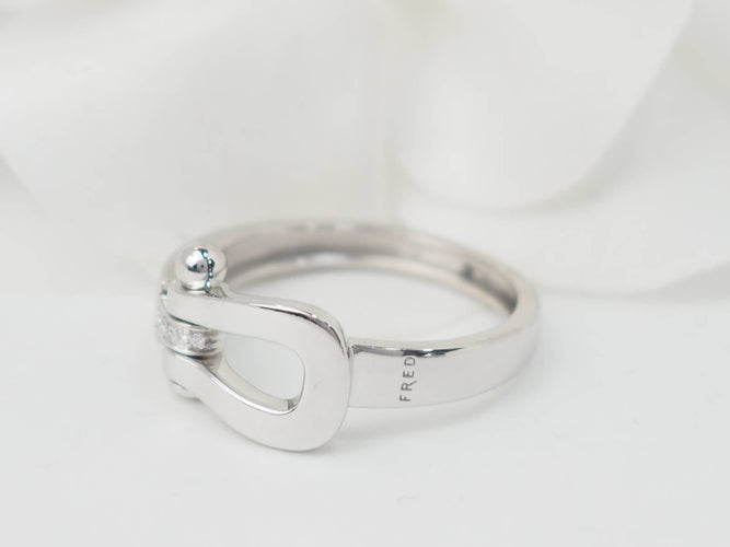 Bague 52 Fred Force 10 - Bague moyen modèle en or blanc et diamants 58 Facettes 33172