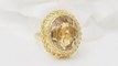 Bague 55 Bague filigranée en or jaune avec citrine facettée 58 Facettes 32760