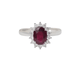 Bague 54 Bague entourage en or blanc, rubis 0,95 ct et diamants 58 Facettes 33179