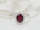 Bague 54 Bague entourage en or blanc, rubis 0,95 ct et diamants 58 Facettes 33179