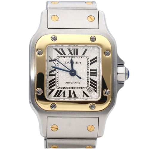 Cartier Santos Galbée - Yellow gold and steel watch 