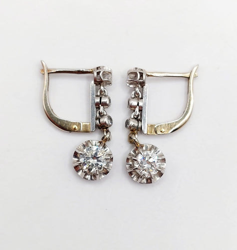Boucles d'oreilles Dormeuses Art déco - Boucles d'oreilles en or blanc, platine et diamants 58 Facettes A07332