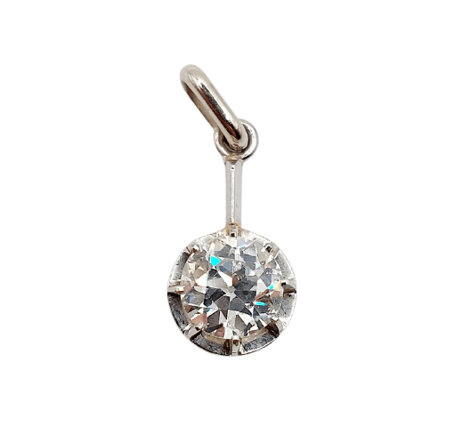 Pendentif Pendentif antique en or blanc et platine, diamant 0,95 ct 58 Facettes A07287