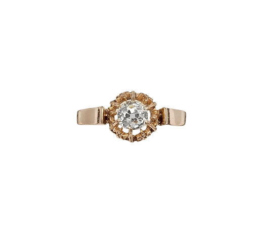 Bague 54 Bague solitaire XIXe en or 18K et diamant 58 Facettes SADD/310
