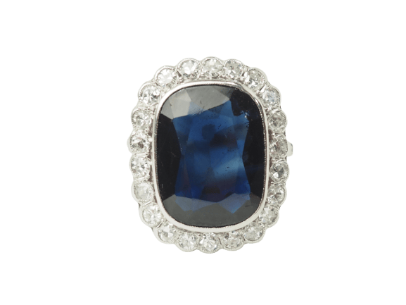 Bague 59 Pompadour - Bague en platine, saphir et diamants 58 Facettes 33307