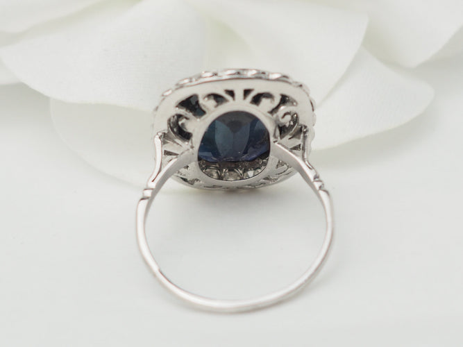 Bague 59 Pompadour - Bague en platine, saphir et diamants 58 Facettes 33307
