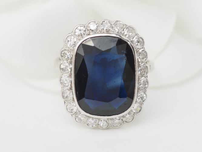 Bague 59 Pompadour - Bague en platine, saphir et diamants 58 Facettes 33307
