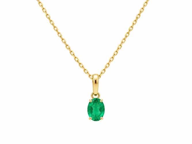 Pendentif Pendentif en or jaune avec émeraude naturelle 0,65 ct 58 Facettes GN5C
