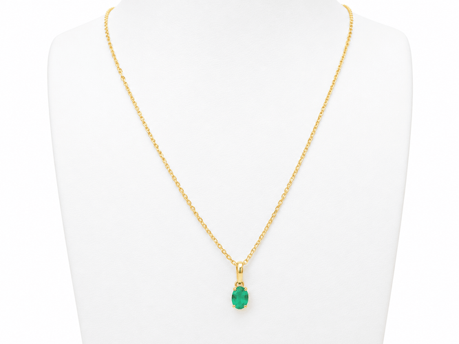 Pendentif Pendentif en or jaune avec émeraude naturelle 0,65 ct 58 Facettes GN5C