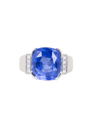 Bague 58.5 Bague cocktail en or blanc, saphir Ceylan 10,81 ct et diamants 58 Facettes 1203.1