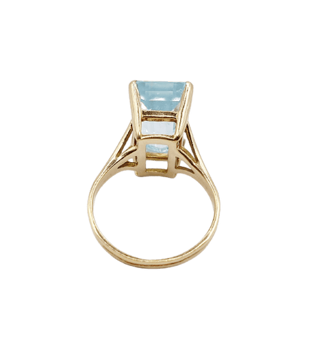 Bague 50 Bague cocktail vintage en or 18k et aigue-marine 58 Facettes A07289