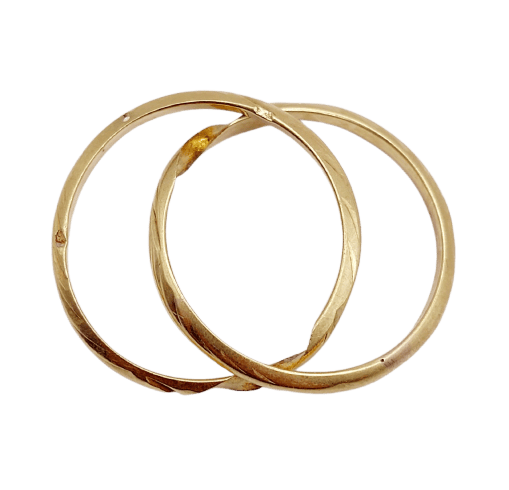 Bague 54 Gimmel - Alliance jumelée antique en or 18k 58 Facettes A07291