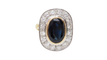 Bague 53.5 Bague pompadour en or bicolore 18 kt, saphir et diamants 58 Facettes
