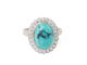 Pompadour ring in white gold, diamonds and cabochon turquoise 