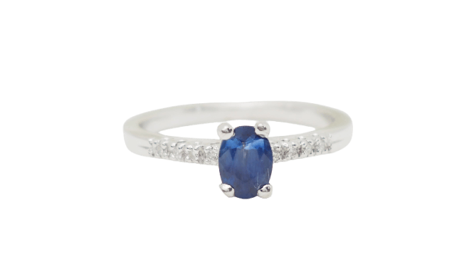 Bague Bague solitaire en or jaune, saphir et diamants 58 Facettes 31391