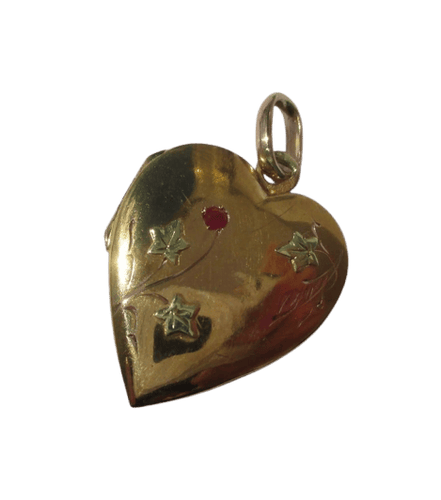 Pendentif Art Nouveau - Pendentif porte-photo cœur en or rose et rubis 58 Facettes Pendentif