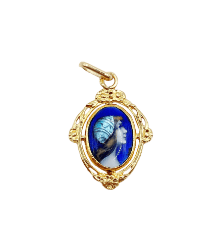 Pendentif Pendentif Art nouveau en or 18k et plaque émaillée 58 Facettes A07211