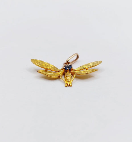 Pendentif Pendentif papillon Art nouveau en or 18K et topaze bleue 58 Facettes A07223
