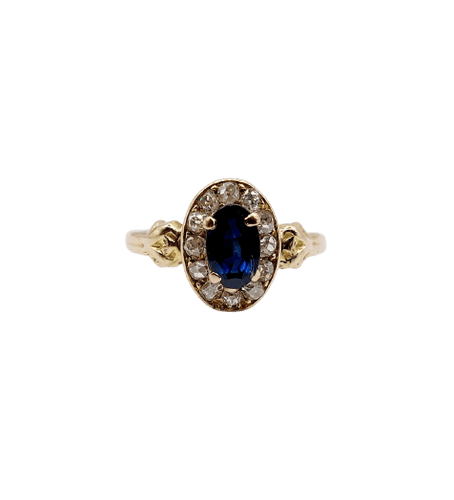 Bague 52 Bague marguerite en or 18k, saphir et diamants taille rose 58 Facettes A07233
