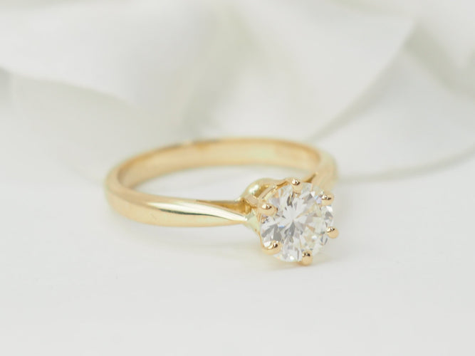 Bague 52.5 Bague solitaire en or jaune et diamant 0,97 ct 58 Facettes 33118