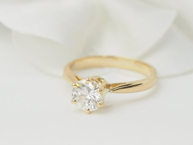 Bague 52.5 Bague solitaire en or jaune et diamant 0,97 ct 58 Facettes 33118