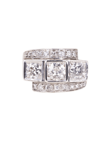 Bague 53 Bague géométrique en or blanc et diamants 58 Facettes 1239