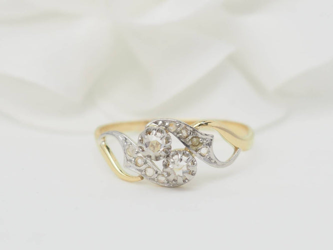 Bague 59 Bague Toi et Moi en or bicolore et diamants 58 Facettes 33092