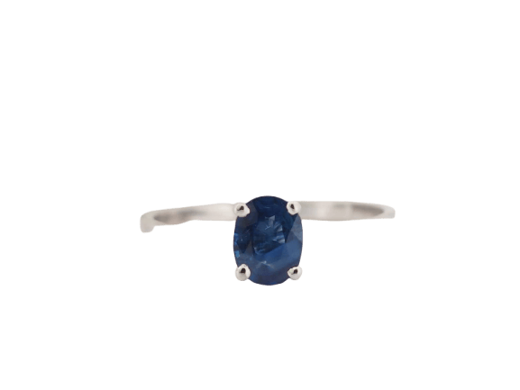 Bague 53 Bague solitaire en or blanc et saphir ovale 58 Facettes 33055