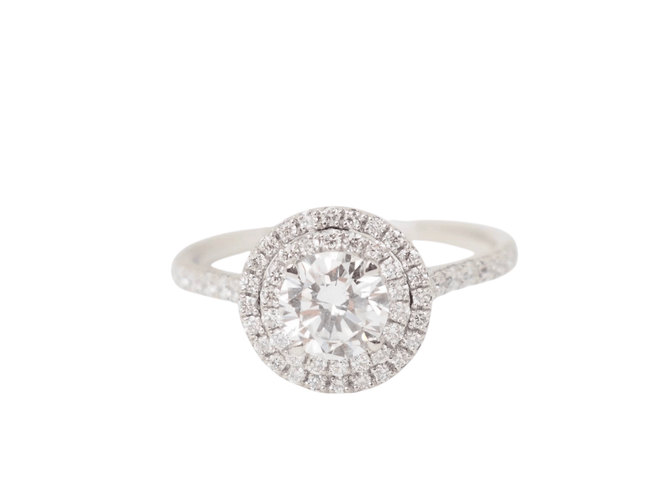 Bague 53 Bague solitaire en or blanc 18 kt et diamants 58 Facettes 31788/32448