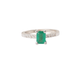 Bague 53 Bague solitaire en or blanc 18k, émeraude et diamants 58 Facettes 31389
