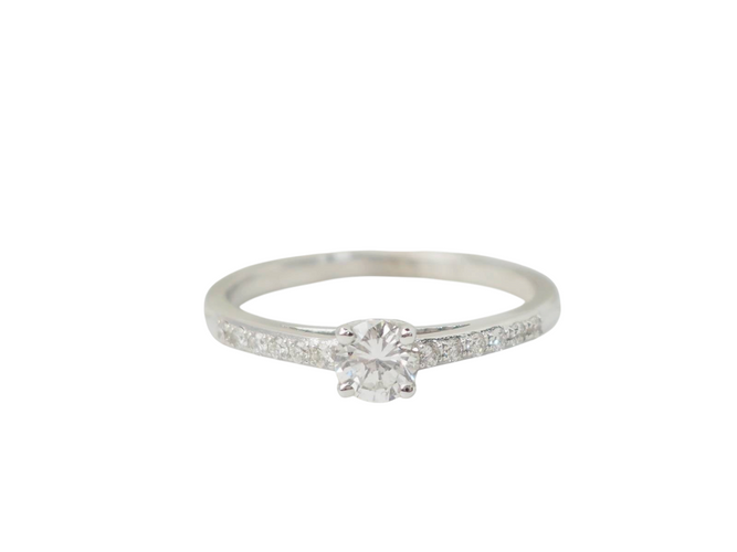 Bague 53 Bague solitaire en or blanc et diamants 58 Facettes 32448/31791