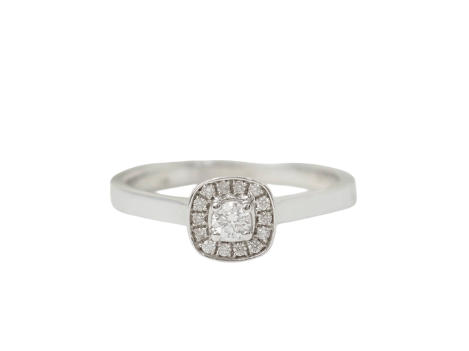 Bague 53.5 Bague solitaire en or blanc 18k avec diamants, 0,15 ct 58 Facettes 30934