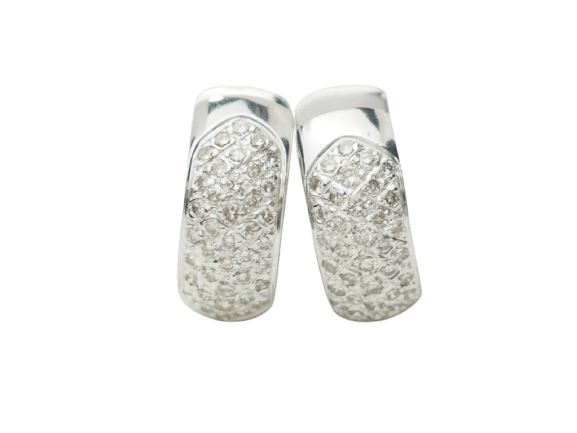 Boucles d'oreilles Boucles d'oreilles créoles en or blanc et diamants 58 Facettes 33434