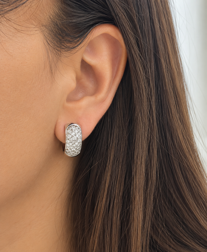 Boucles d'oreilles Boucles d'oreilles créoles en or blanc et diamants 58 Facettes 33434