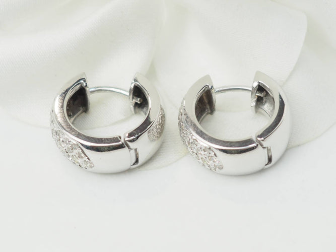 White gold hoop earrings with diamonds 