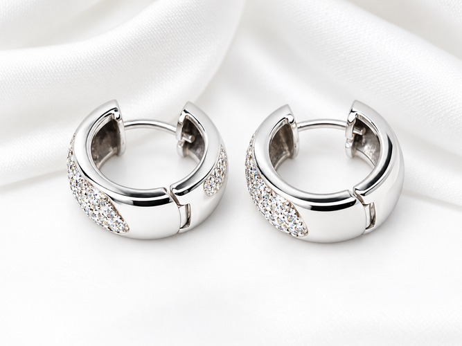 Boucles d'oreilles Boucles d'oreilles créoles en or blanc et diamants 58 Facettes 33434