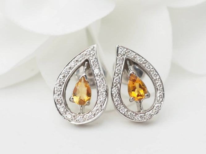 Boucles d'oreilles Boucles d'oreilles - Citrines et diamants en or blanc 58 Facettes 32804 b