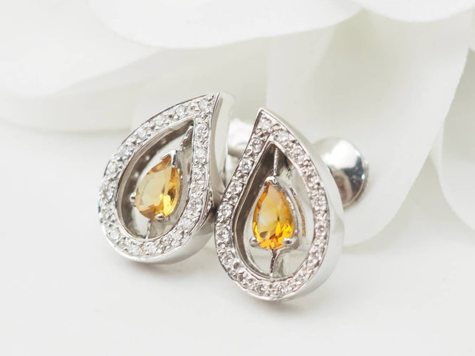 Boucles d'oreilles Boucles d'oreilles - Citrines et diamants en or blanc 58 Facettes 32804 b