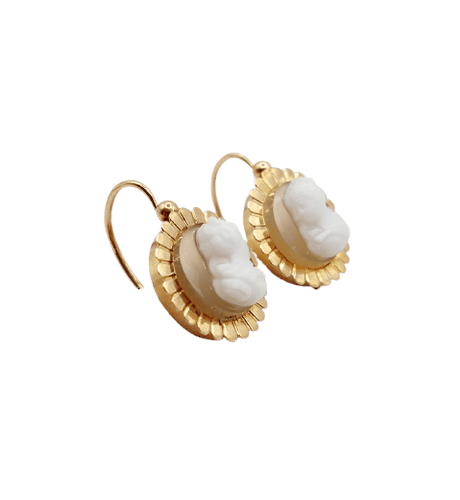 Boucles d'oreilles Dormeuses antiques en or rose 18k ornées de camées 58 Facettes A07240