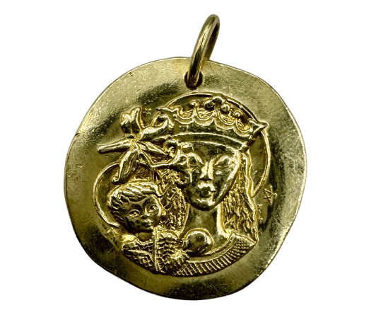 Pendentif Médaille de baptême en or jaune 18k 58 Facettes Médaille