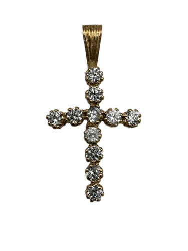 Pendentif Croix - Pendentif en or 18k serti de petites pierres 58 Facettes Pendentif
