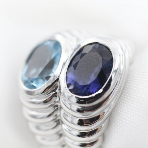 Bague 54 Bulgari Baccellato - Bague en or blanc, iolite et topaze 58 Facettes 11111