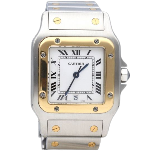 Cartier Santos Galbée - Yellow gold and steel watch 