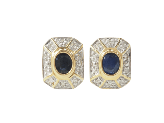 Boucles d'oreilles Boucles d'oreilles en or jaune, saphirs et diamants 58 Facettes 33450