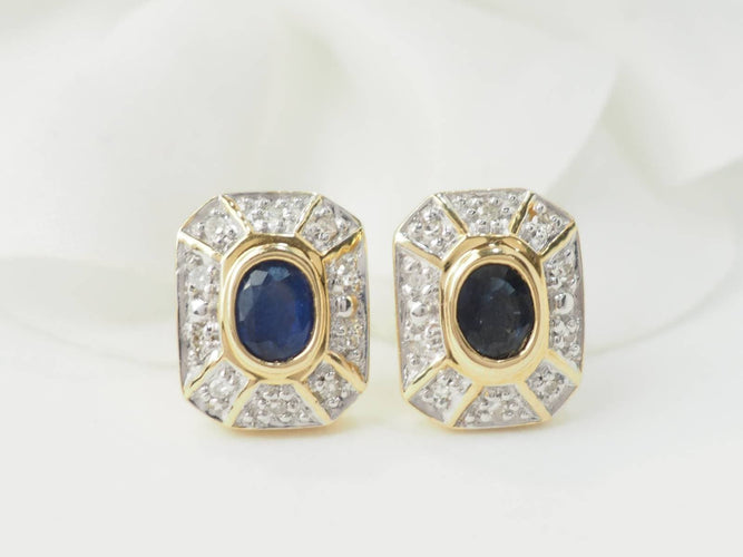 Boucles d'oreilles Boucles d'oreilles en or jaune, saphirs et diamants 58 Facettes 33450