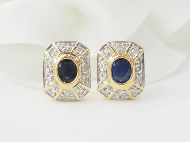 Boucles d'oreilles Boucles d'oreilles en or jaune, saphirs et diamants 58 Facettes 33450