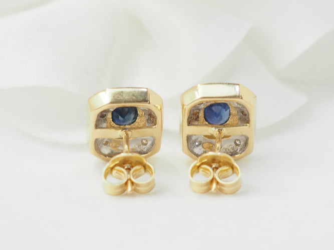 Boucles d'oreilles Boucles d'oreilles en or jaune, saphirs et diamants 58 Facettes 33450