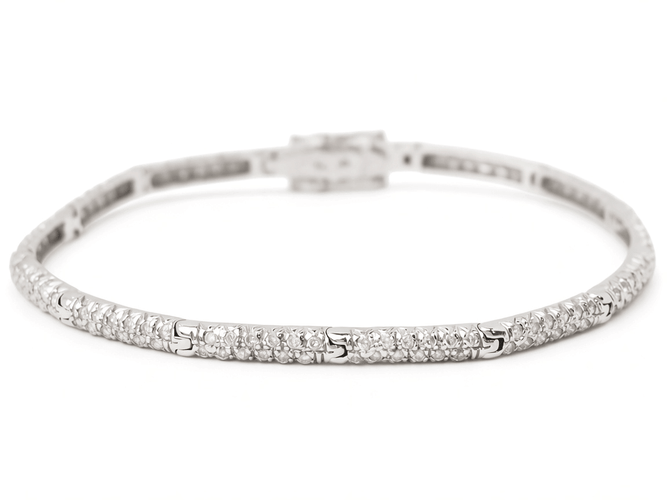 Bracelet Bracelet rivière deux lignes en or blanc 18 carats avec diamants, 1,10 ct 58 Facettes 30765